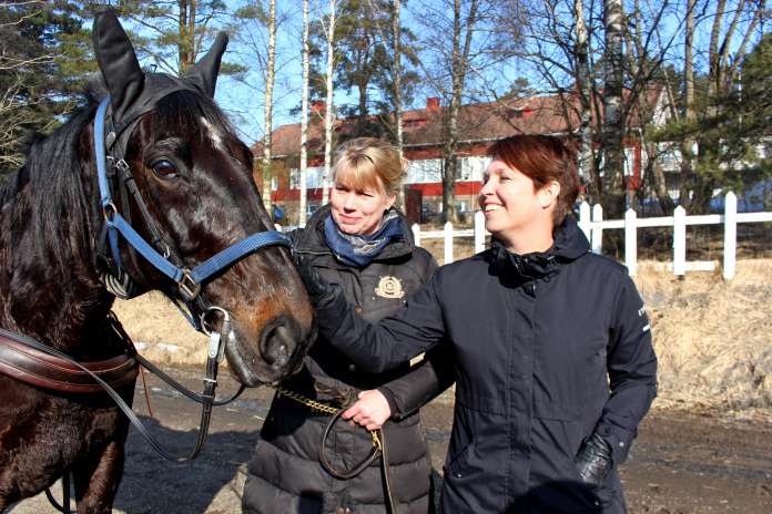 Kymmenenvuotias lämminverinen Big Bad Hoss sai toimitusjohtaja Heli Kivimäki-Mannerin ja rehtori Päivi Niskan jakamattoman huomion. Hevonen oli juuri saapunut kymmenen kilometrin lenkiltä opiskelijoiden kanssa ja odotti pääsyä pesulle.